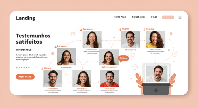 Testemunhos de clientes satisfeitos exibidos em uma landing page