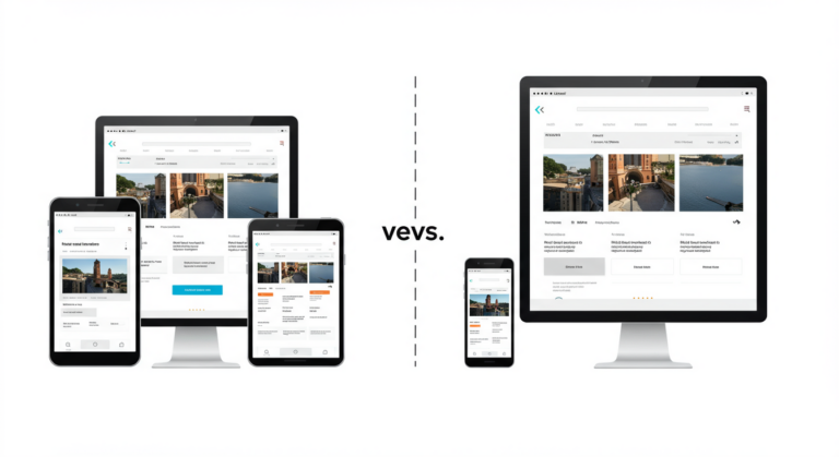 uma comparação visual de um site responsivo versus um não responsivo